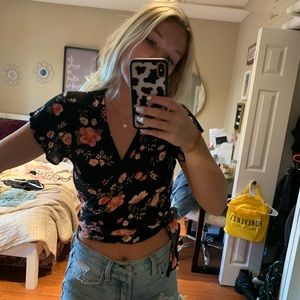 Floral wrap shirt!